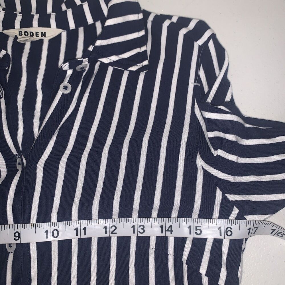 Boden Marcia Shirt Midi Dress Womens 8R Navy White Stripe Jersey Office Preppy - Picture 7 of 13